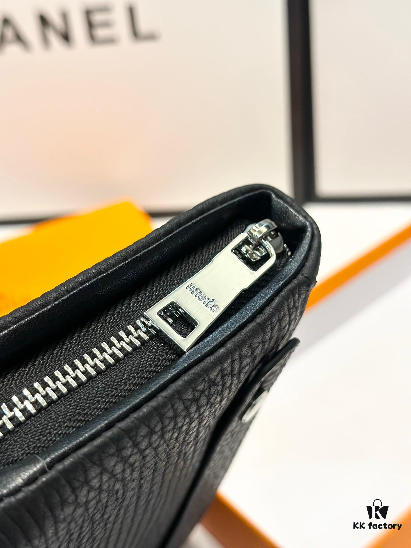 692f172a5464a31cf521a6e1 Hermès New Men's Small Clutch Wallet, Black, 20x10, Top-Grade Cowhide