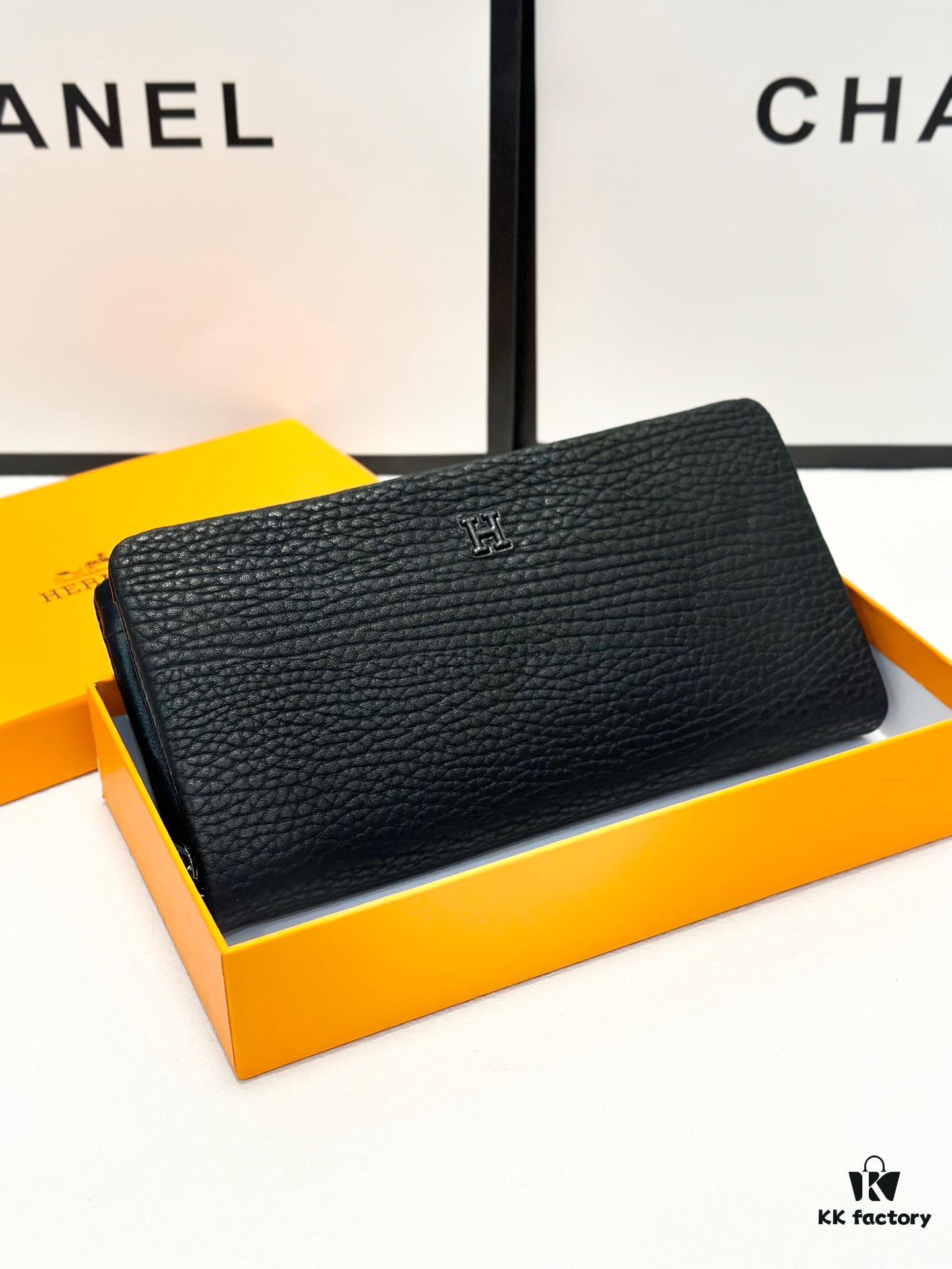 692f172c5464a31cf521a6e7 Hermès New Men's Small Clutch Wallet, Black, 20x10, Top-Grade Cowhide