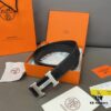 692f17315464a31cf521a6f5 Hermès Men's Leather Belt with Steel Buckle and Printed Eyelets, Classic Design, Two Colors Available