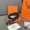 692f174e5464a31cf521a739 Hermès Men's Leather Belt with Steel Buckle and Printed Eyelets, Classic Design, Two Colors Available