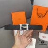 692f174f5464a31cf521a73d Hermès Men's Leather Belt with Steel Buckle and Printed Eyelets, Classic Design, Two Colors Available