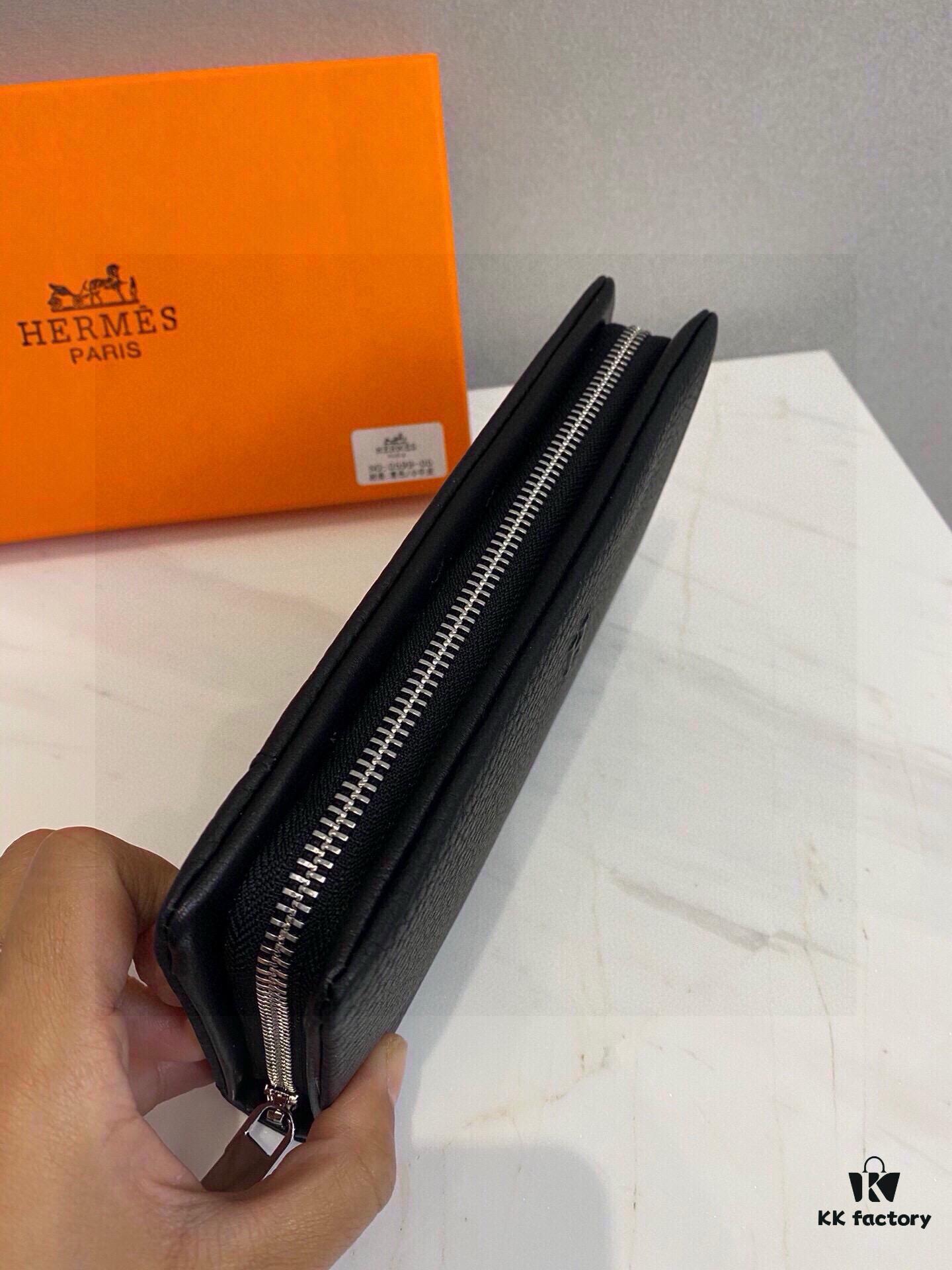 692f17545464a31cf521a747 Hermes Counter Hot-Selling Men's Wallet Handbag - Top-Grade Cowhide Inside and Out, Original Quality, Perfect Cabinet, Superb