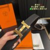 692f175c5464a31cf521a75d Hermes Men's Belt (Slide Track) - Full Metal Buckle, Genuine Cowhide Leather Belt with Gift Bag