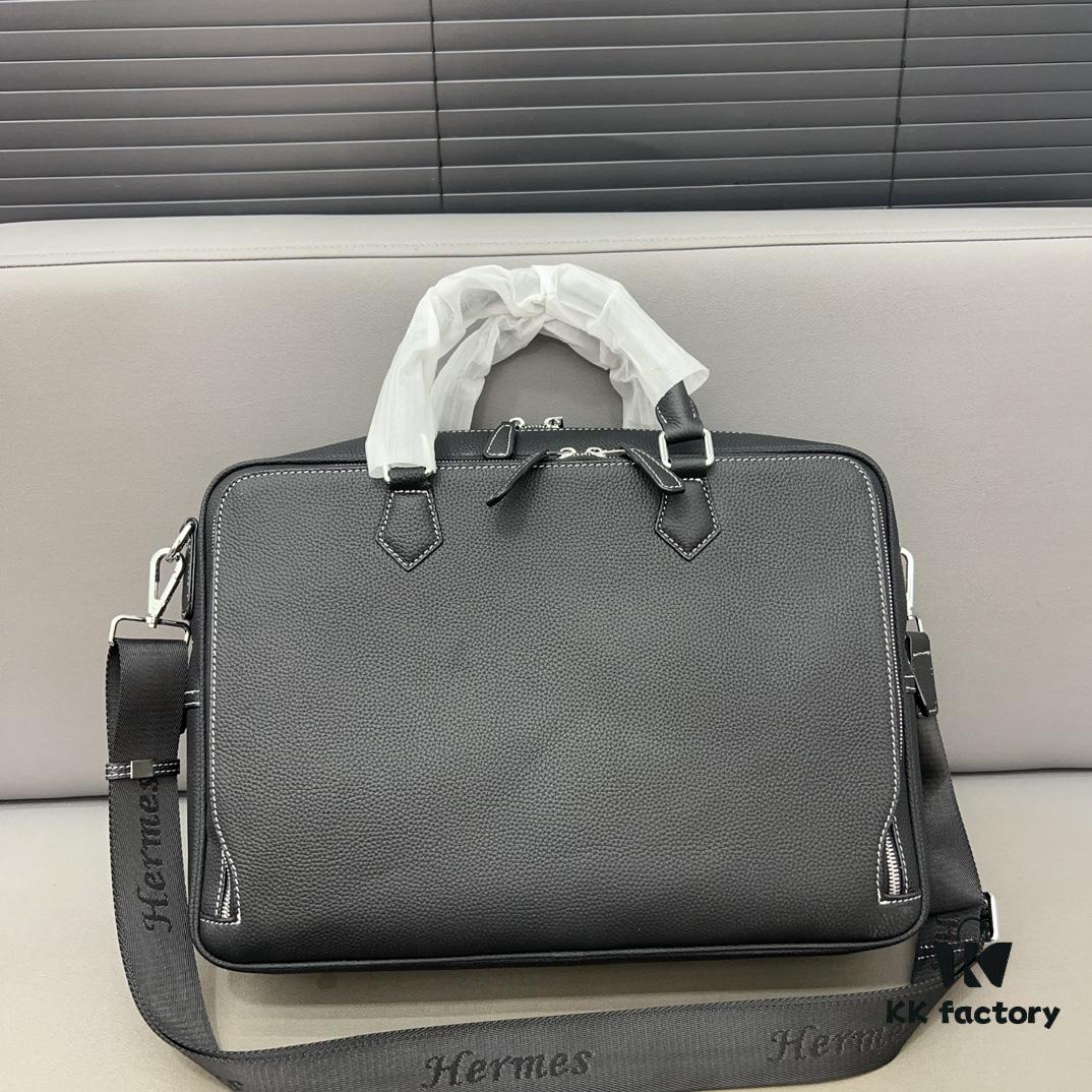 692f17715464a31cf521a795 Hermès Men's Leather Briefcase Laptop Bag Crossbody Handbag with Exquisite Inlay Craftsmanship, Classic and Versatile Design