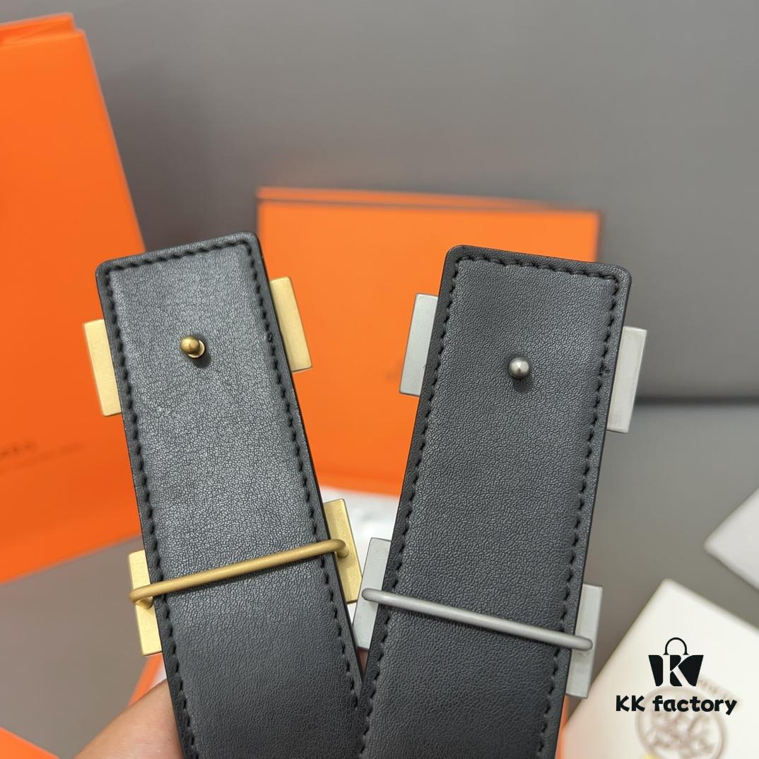 692f17755464a31cf521a79d Hermès Men's Leather Belt with Steel Buckle, Printed Eyelets, Genuine Cowhide, Classic Design, Two Colors Available