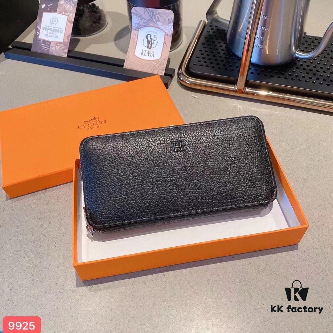692faa6e99f2d84055c8628b Hermès-inspired Black Leather Clutch - Model 9925, Size 21x10