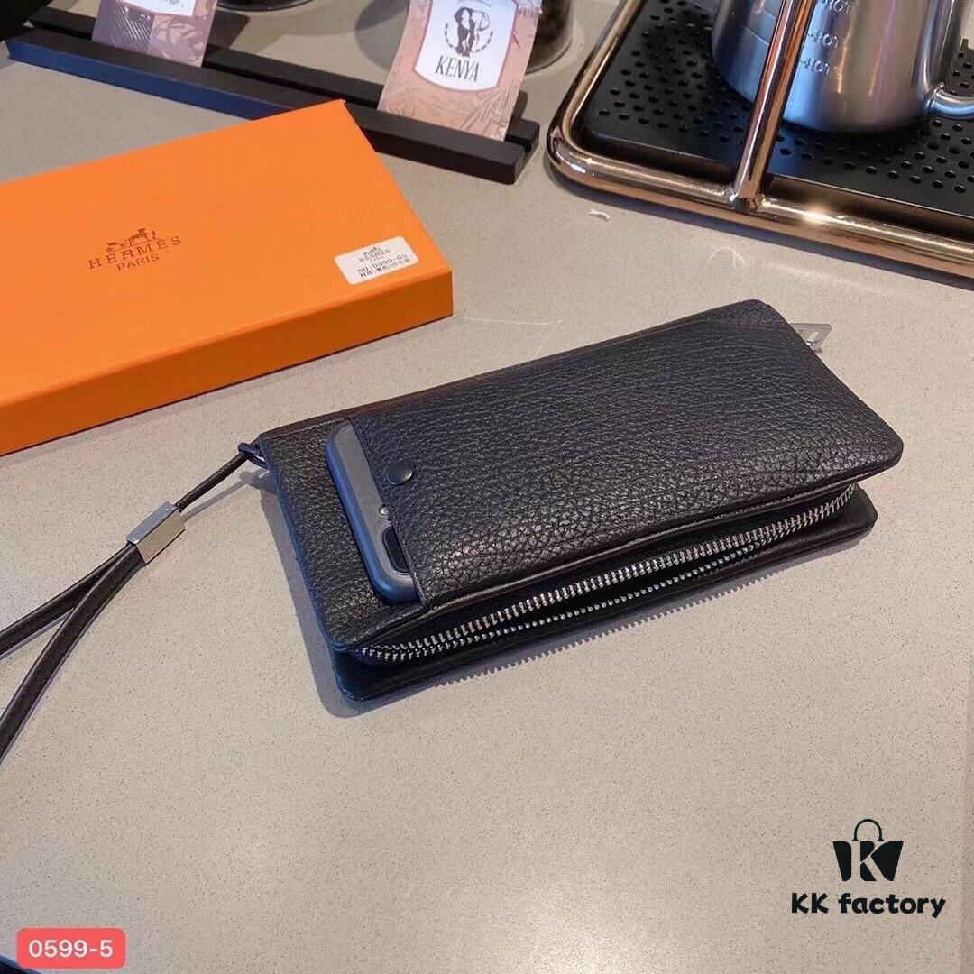 692faa7c99f2d84055c862ad Hermès New Arrival Men's Small Clutch Wallet, Black, 20x10, Top-Grade Calfskin Leather