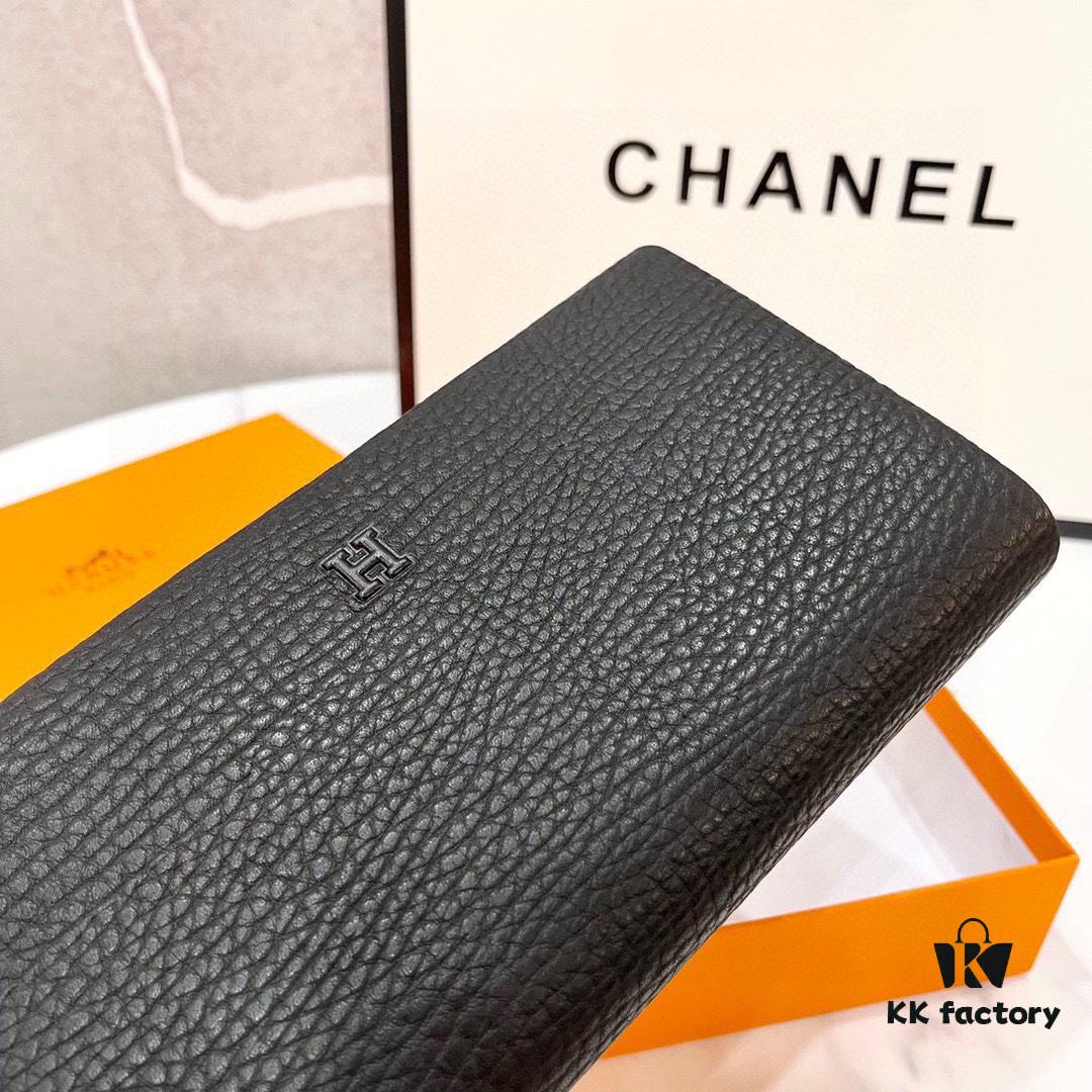 692faa9699f2d84055c862de Hermès New Arrival Men's Small Clutch Wallet, Top-Grade Calfskin Leather, Black, 20x10