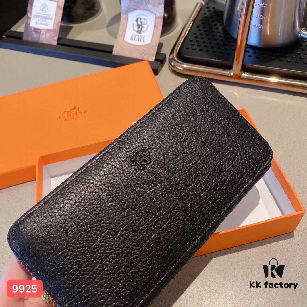 692faab099f2d84055c8630e Hermès-inspired Black Leather Clutch 9925 - 21x10