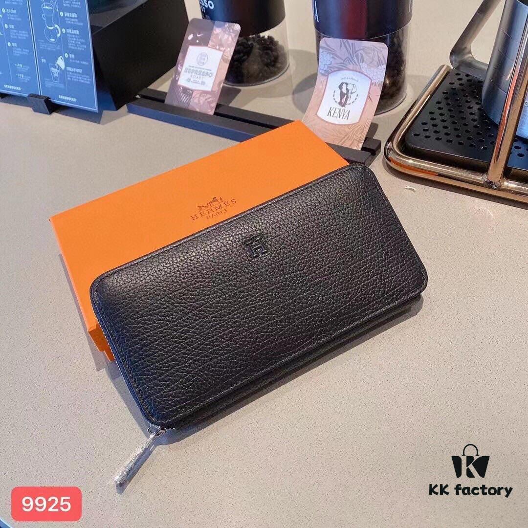 692faab299f2d84055c86311 Hermès-inspired Black Leather Clutch 9925 - 21x10