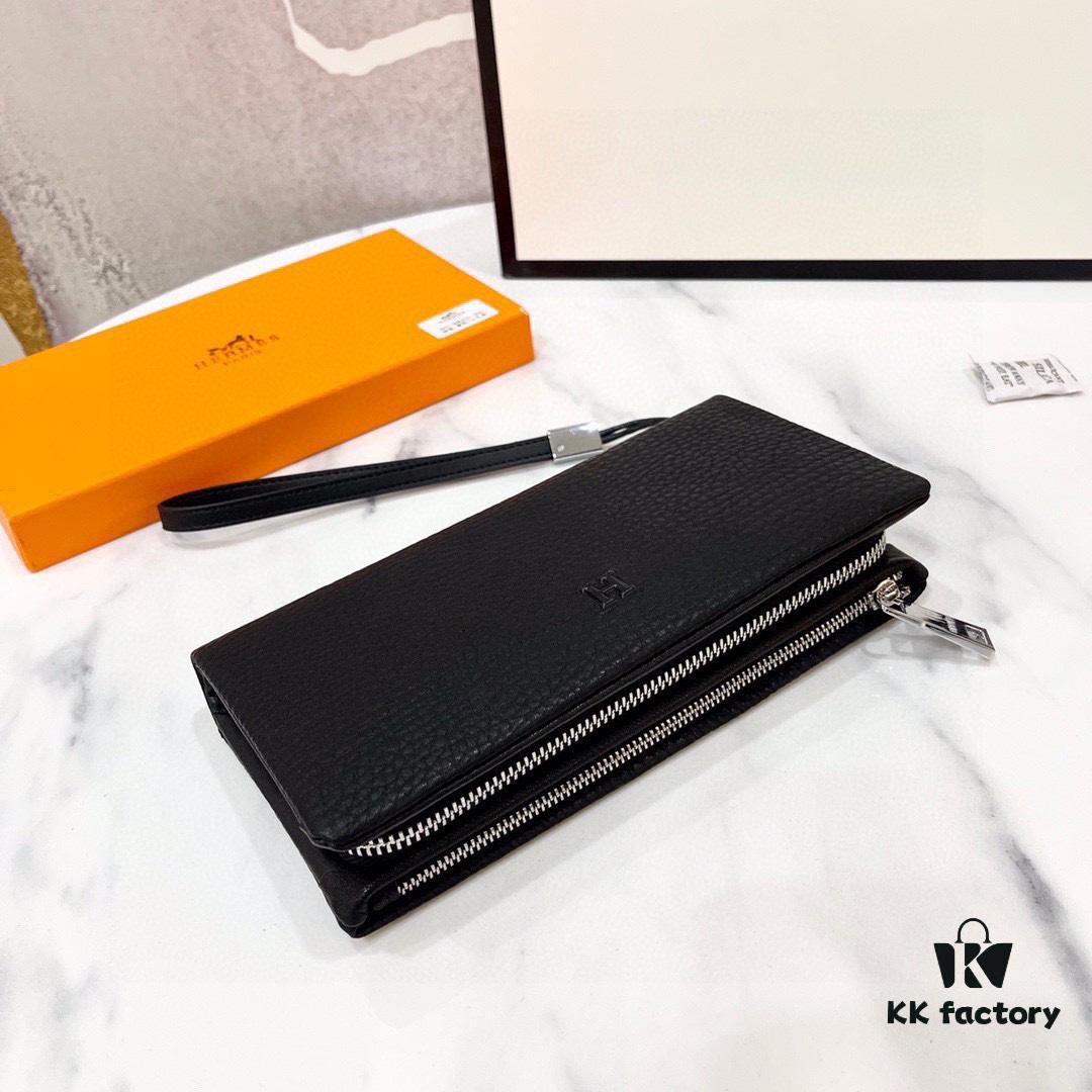 692faab499f2d84055c86314 Hermès New Arrival Men's Small Clutch Wallet, Black, 20x10, Top-Grade Calfskin Leather