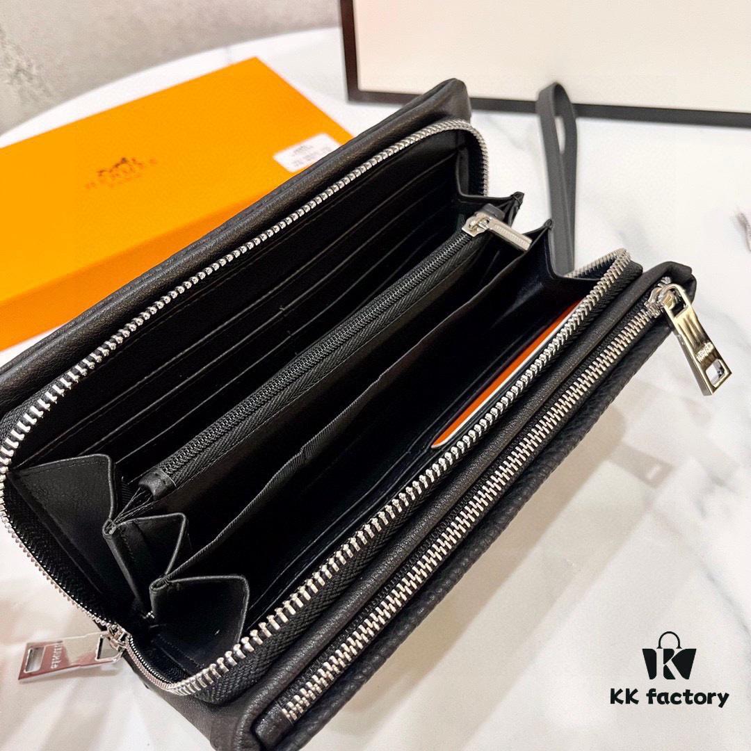 692faab799f2d84055c86319 Hermès New Arrival Men's Small Clutch Wallet, Black, 20x10, Top-Grade Calfskin Leather