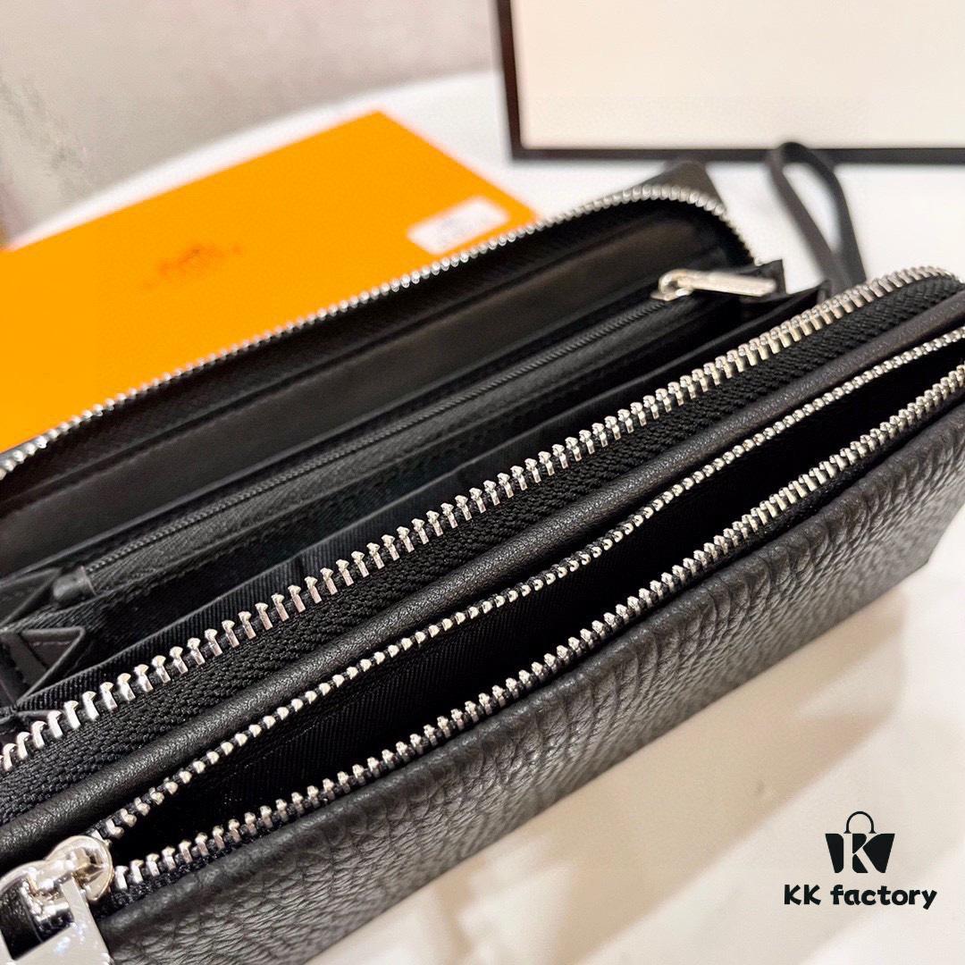 692faab899f2d84055c8631a Hermès New Arrival Men's Small Clutch Wallet, Black, 20x10, Top-Grade Calfskin Leather