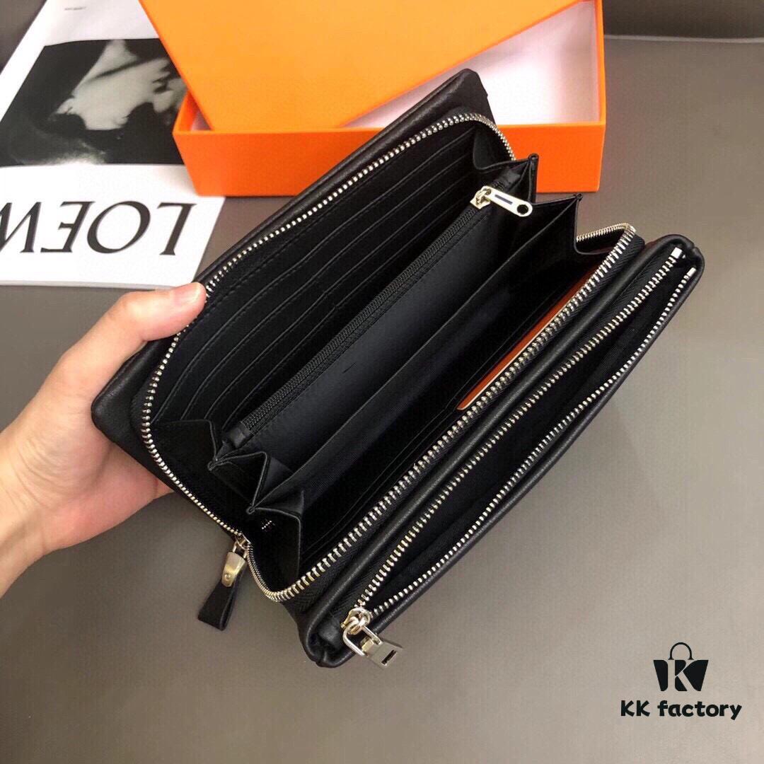 692faac999f2d84055c86342 Hermès Black Leather Handheld Clutch Bag 21x10 Model 90095