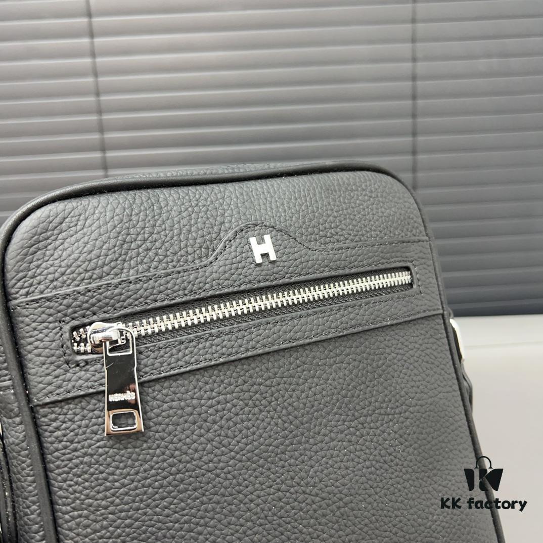 692faaee99f2d84055c8639a Hermès Embossed Shoulder Bag for Men, Leather Crossbody Bag, Casual Business Style, Exquisite Inlay Craftsmanship, Classic and Versatile Design