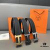692faaf399f2d84055c863a6 Hermès Men's Classic Leather Belt in Cowhide with High-Quality Alloy Buckle, Two Colors Available