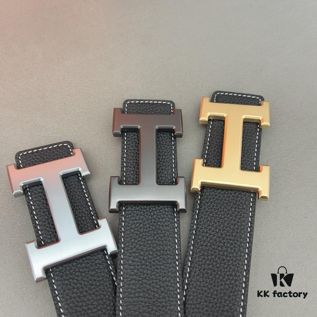 692faaf499f2d84055c863aa Hermès Men's Classic Leather Belt in Cowhide with High-Quality Alloy Buckle, Two Colors Available