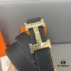 692fab0f99f2d84055c863d2 Hermès Men's Leather Belt with Steel Buckle and Printed Eyelets, Classic Design, Two Colors Available