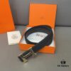 692fab0f99f2d84055c863d4 Hermès Men's Leather Belt with Steel Buckle and Printed Eyelets, Classic Design, Two Colors Available
