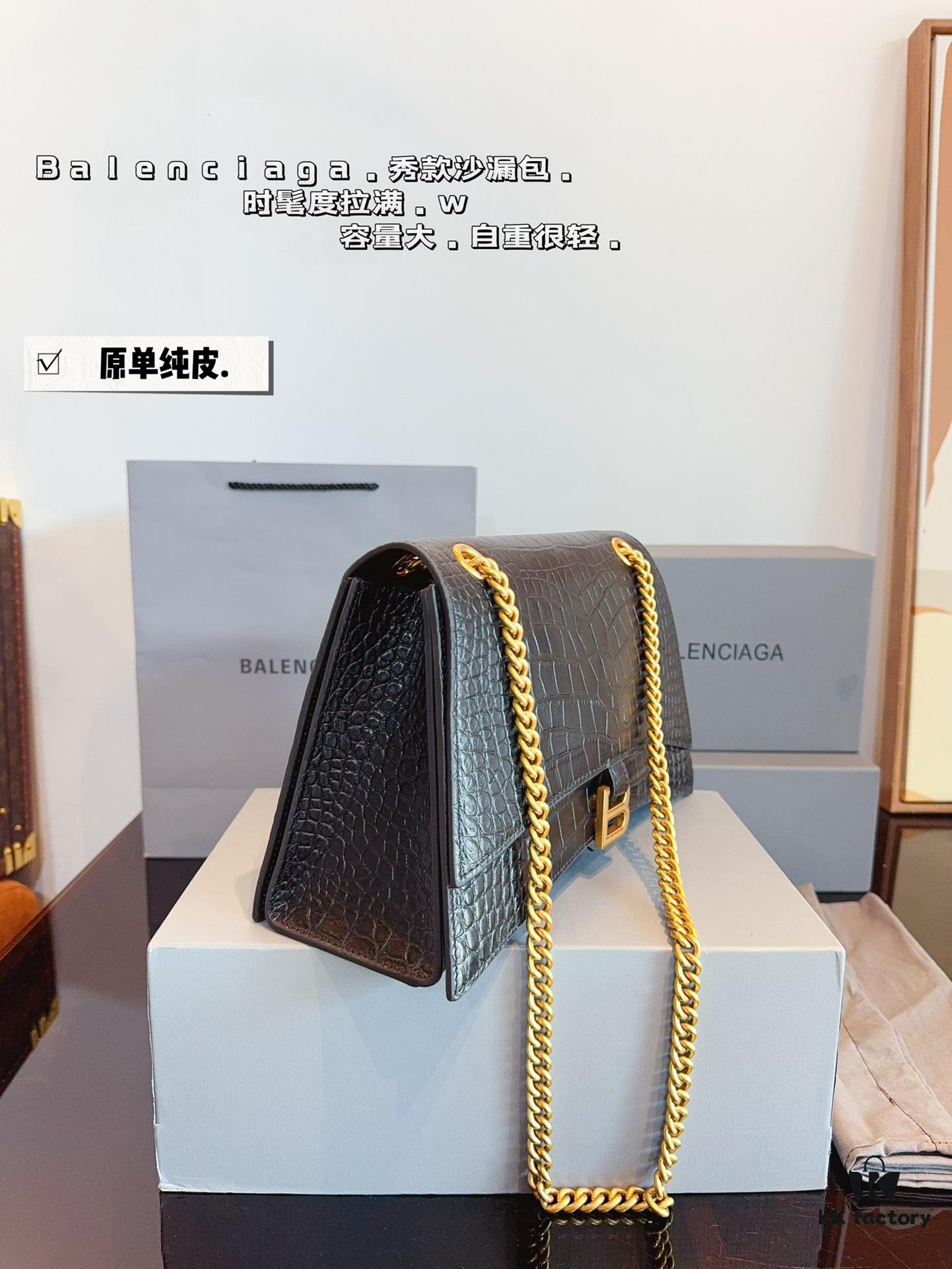 692fab2299f2d84055c863f3 Balenciaga Downtown New Hourglass Crocodile Pattern Bag with Gift Box 🎁