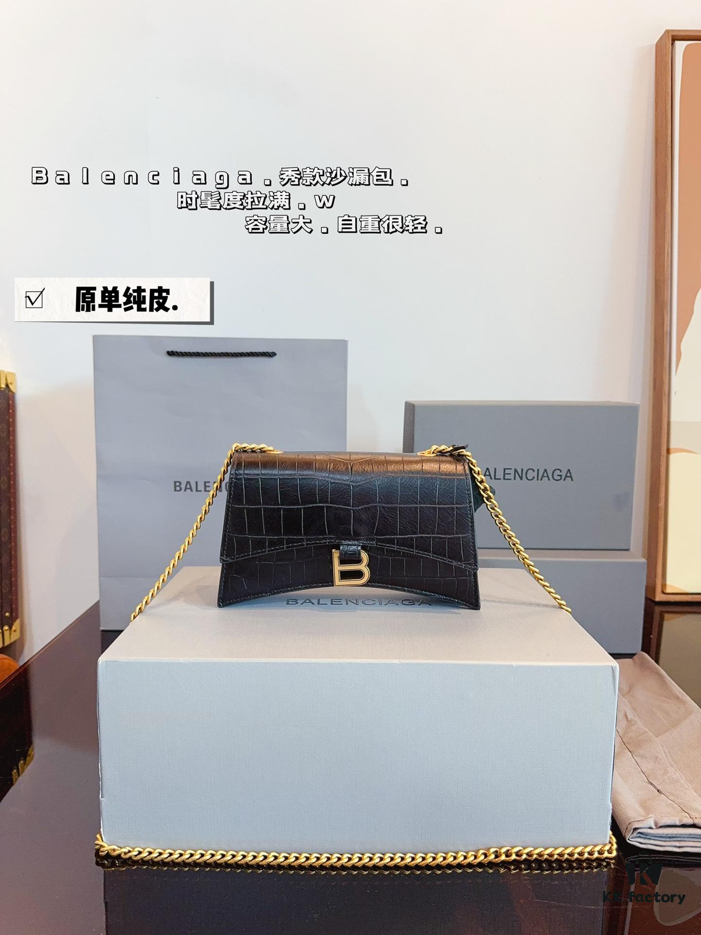 692fab2699f2d84055c863fb Balenciaga Downtown New Hourglass Crocodile Pattern Bag with Gift Box
