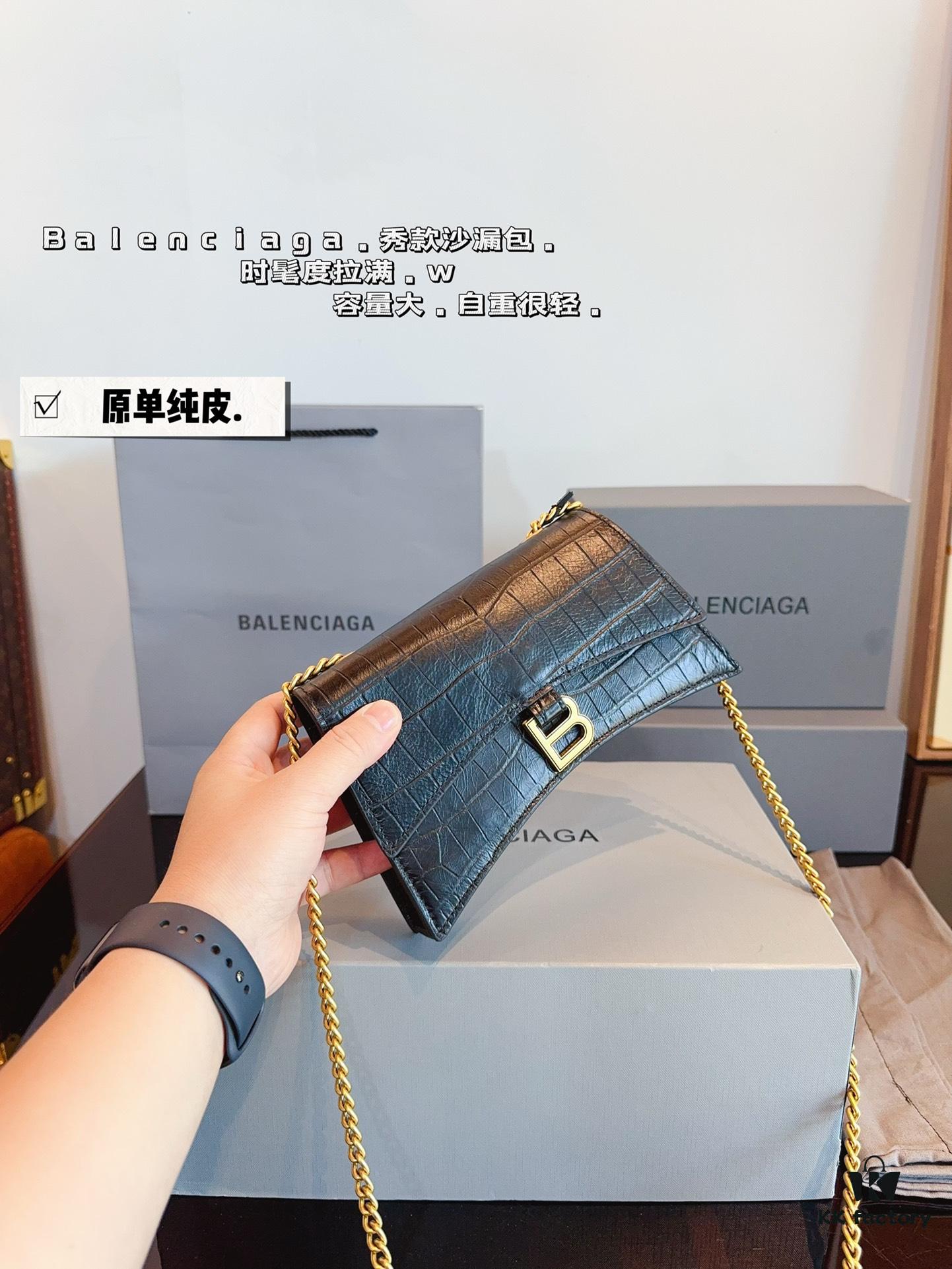 692fab2699f2d84055c863fc Balenciaga Downtown New Hourglass Crocodile Pattern Bag with Gift Box