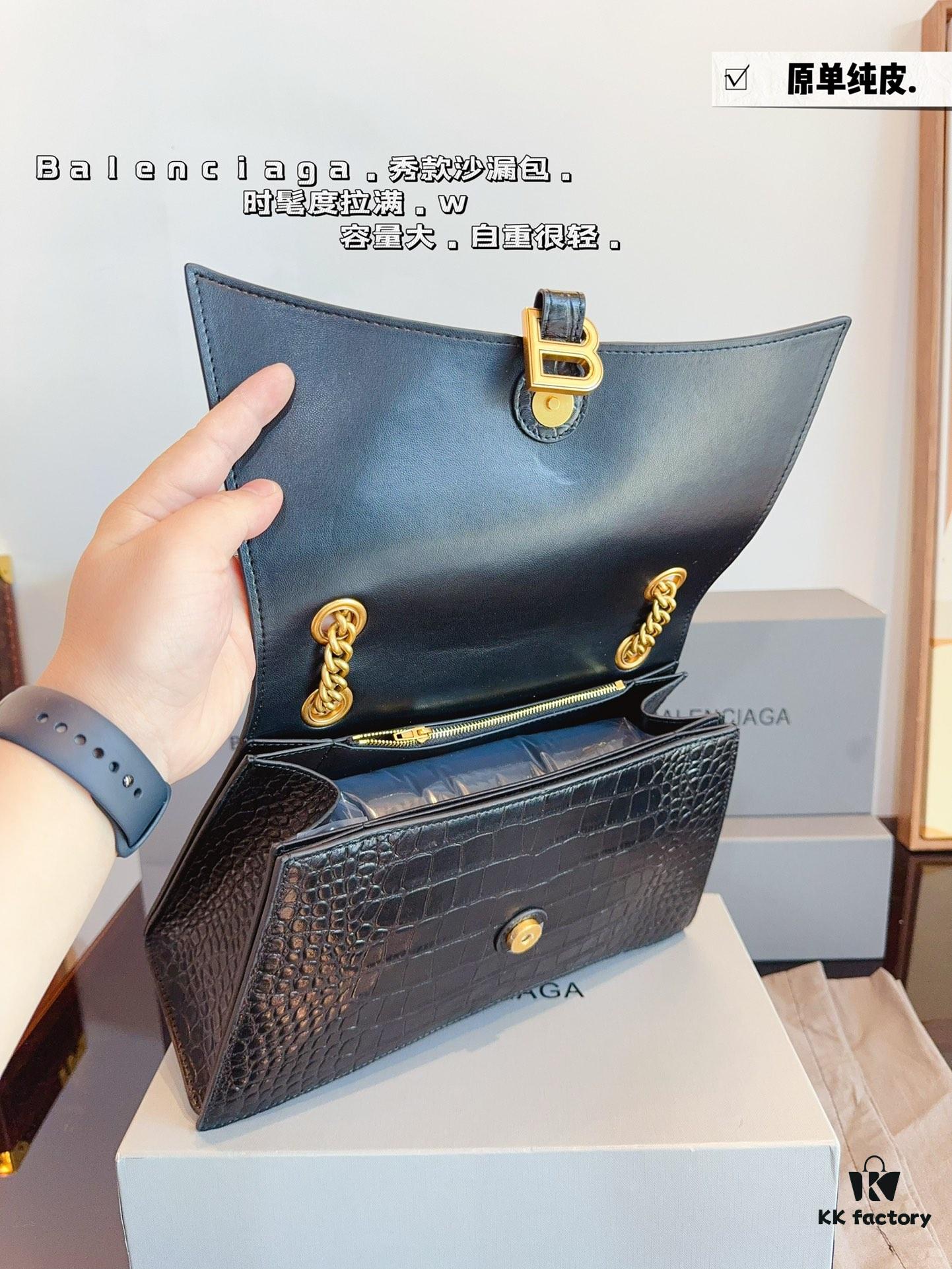 692fab2799f2d84055c863fd Balenciaga Downtown New Hourglass Crocodile Pattern Bag with Gift Box 🎁