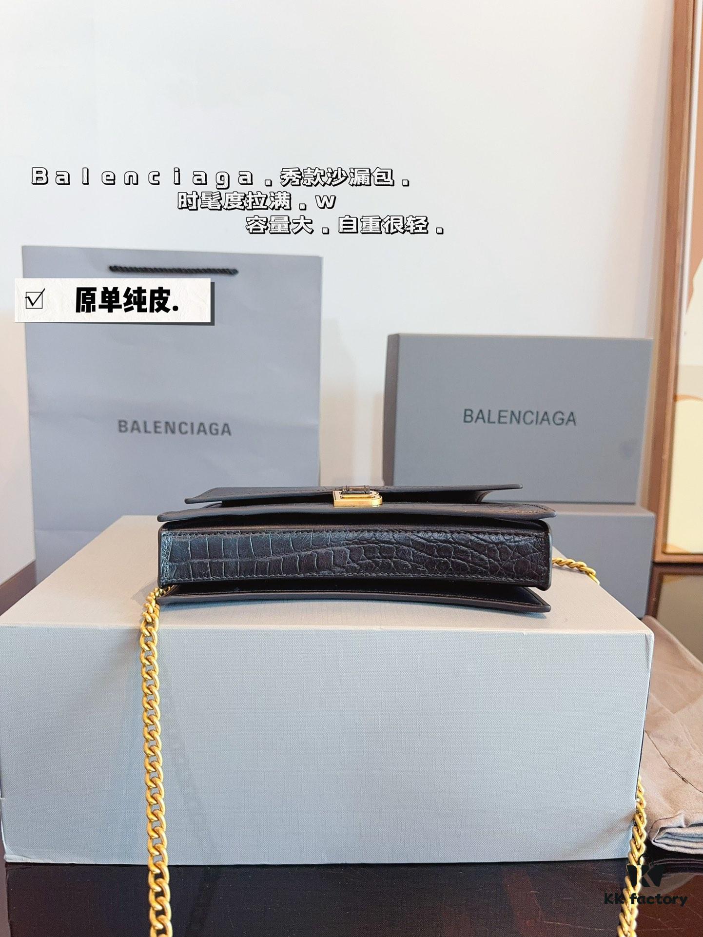 692fab2899f2d84055c863ff Balenciaga Downtown New Hourglass Crocodile Pattern Bag with Gift Box