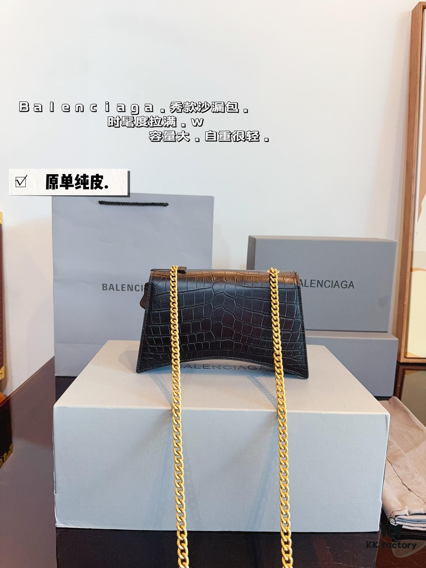 692fab2999f2d84055c86401 Balenciaga Downtown New Hourglass Crocodile Pattern Bag with Gift Box