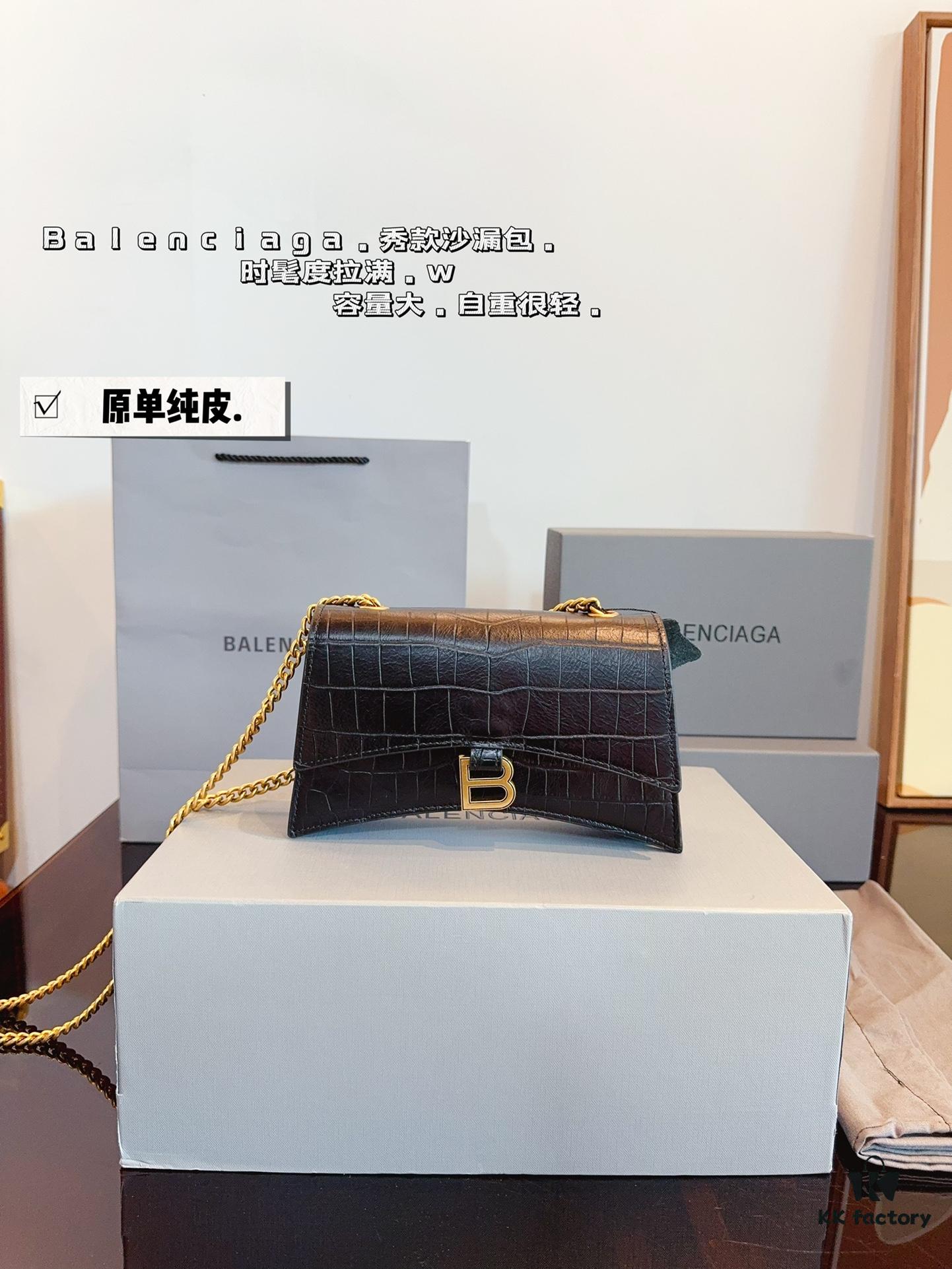 692fab2a99f2d84055c86402 Balenciaga Downtown New Hourglass Crocodile Pattern Bag with Gift Box