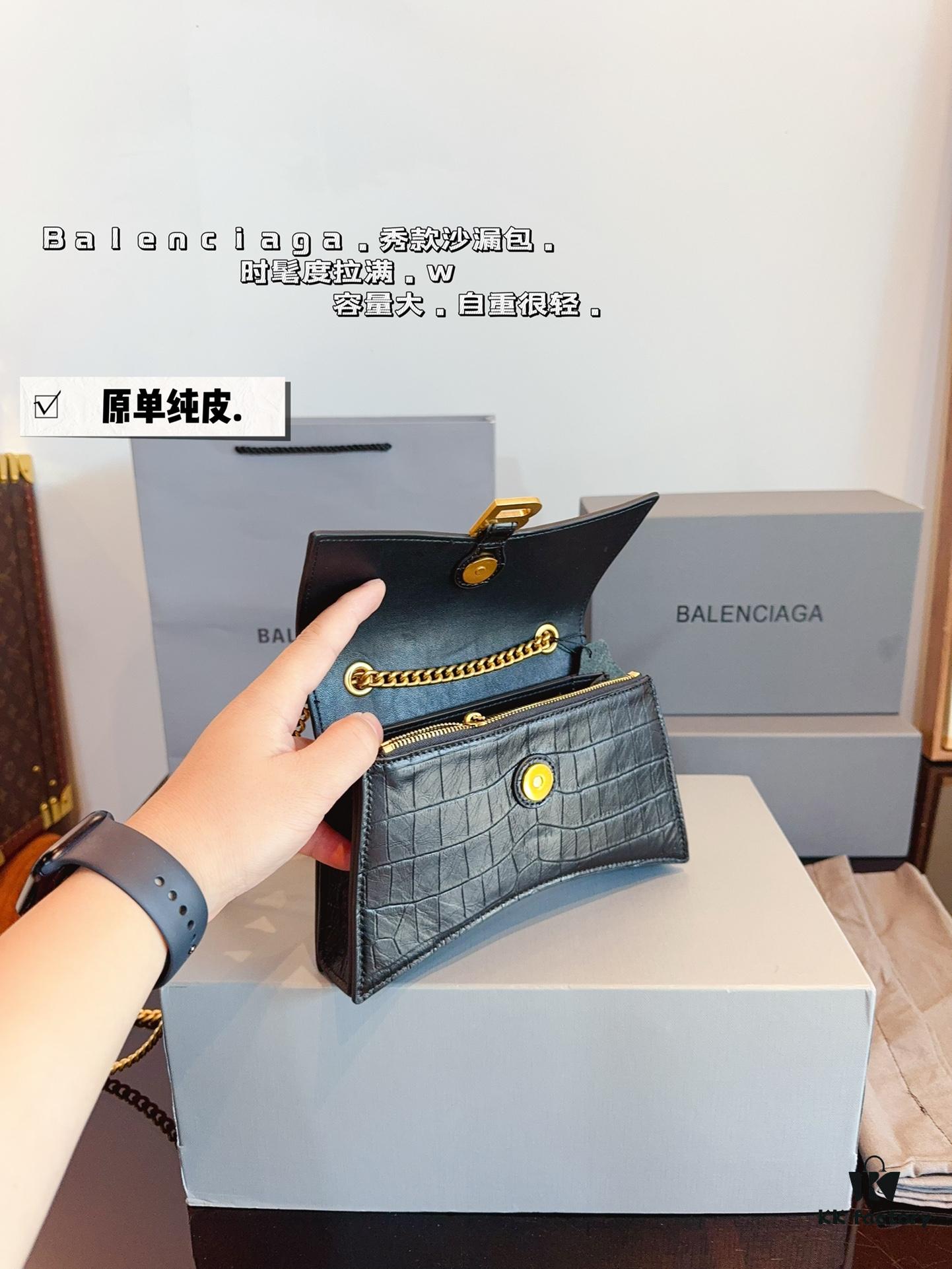 692fab2b99f2d84055c86404 Balenciaga Downtown New Hourglass Crocodile Pattern Bag with Gift Box