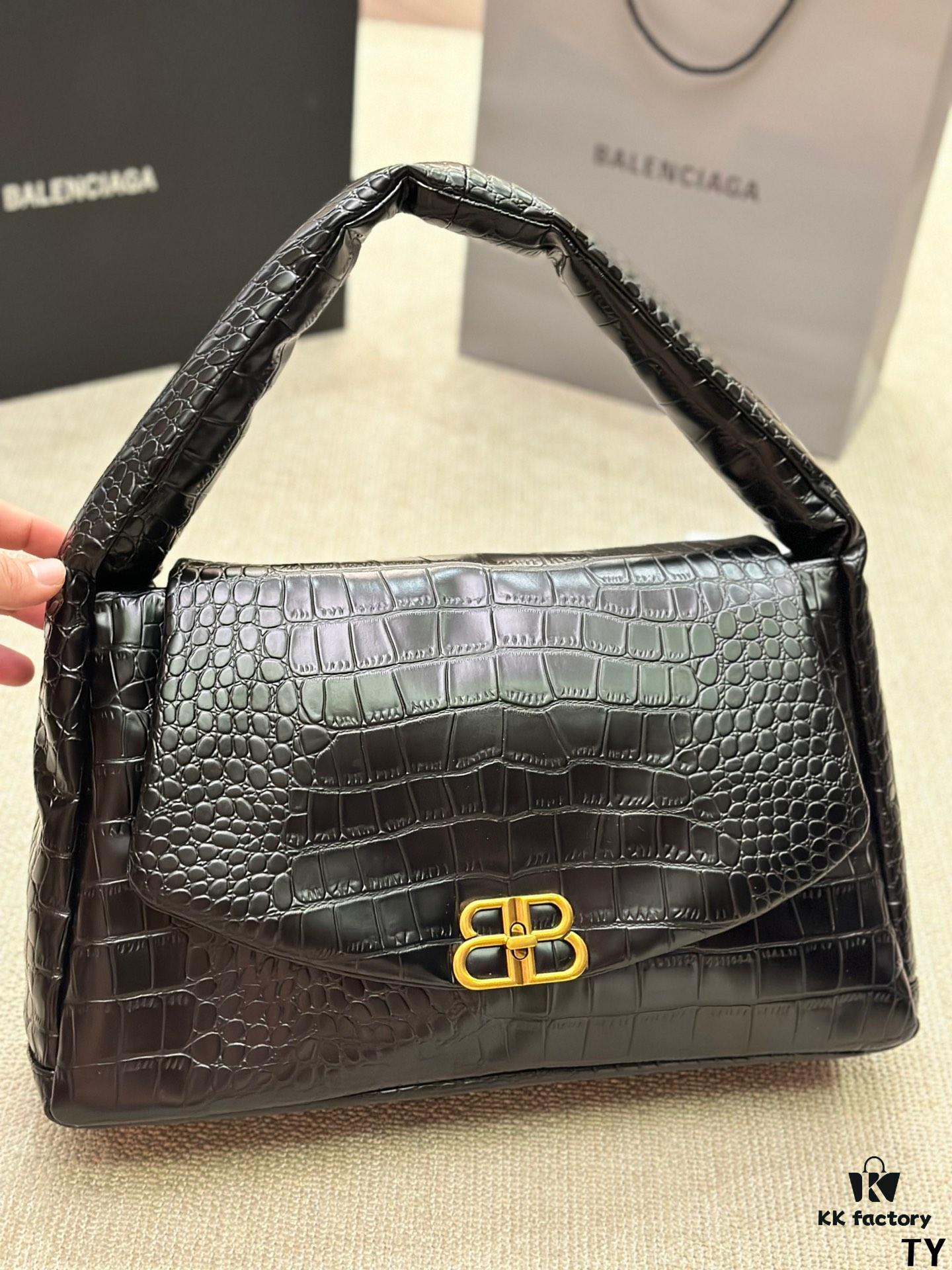 692fab4f99f2d84055c8643b Crocodile Texture - BALENCIAGA BB SOFT Flap Bag with High Fashion Appeal