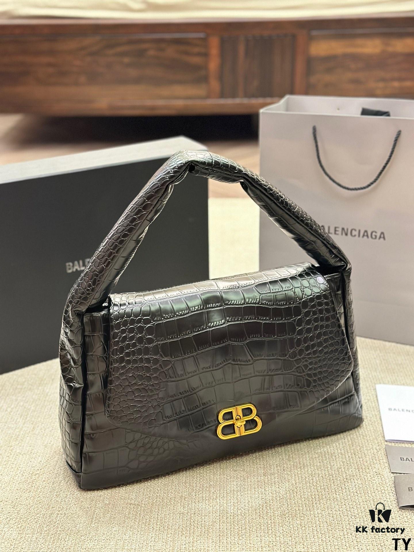 692fab4f99f2d84055c8643c Crocodile Texture - BALENCIAGA BB SOFT Flap Bag with High Fashion Appeal