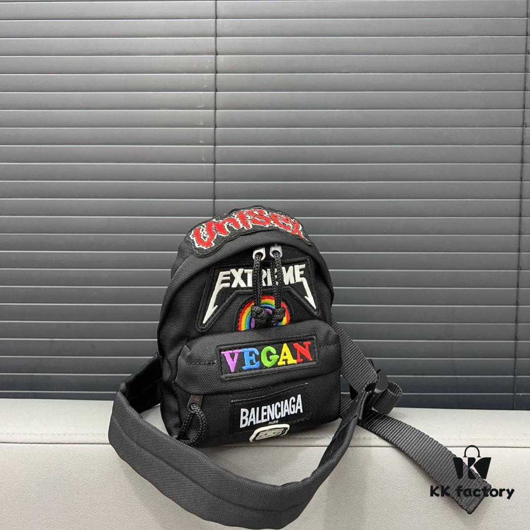 692fab6499f2d84055c86465 Balecntaga Balenciaga Oversized Series Embroidered Zipper Closure Nylon Pouch Mini Backpack Unisex Shoulder Crossbody Bag Classic Recreated Design with Precision Inlay Craftsmanship