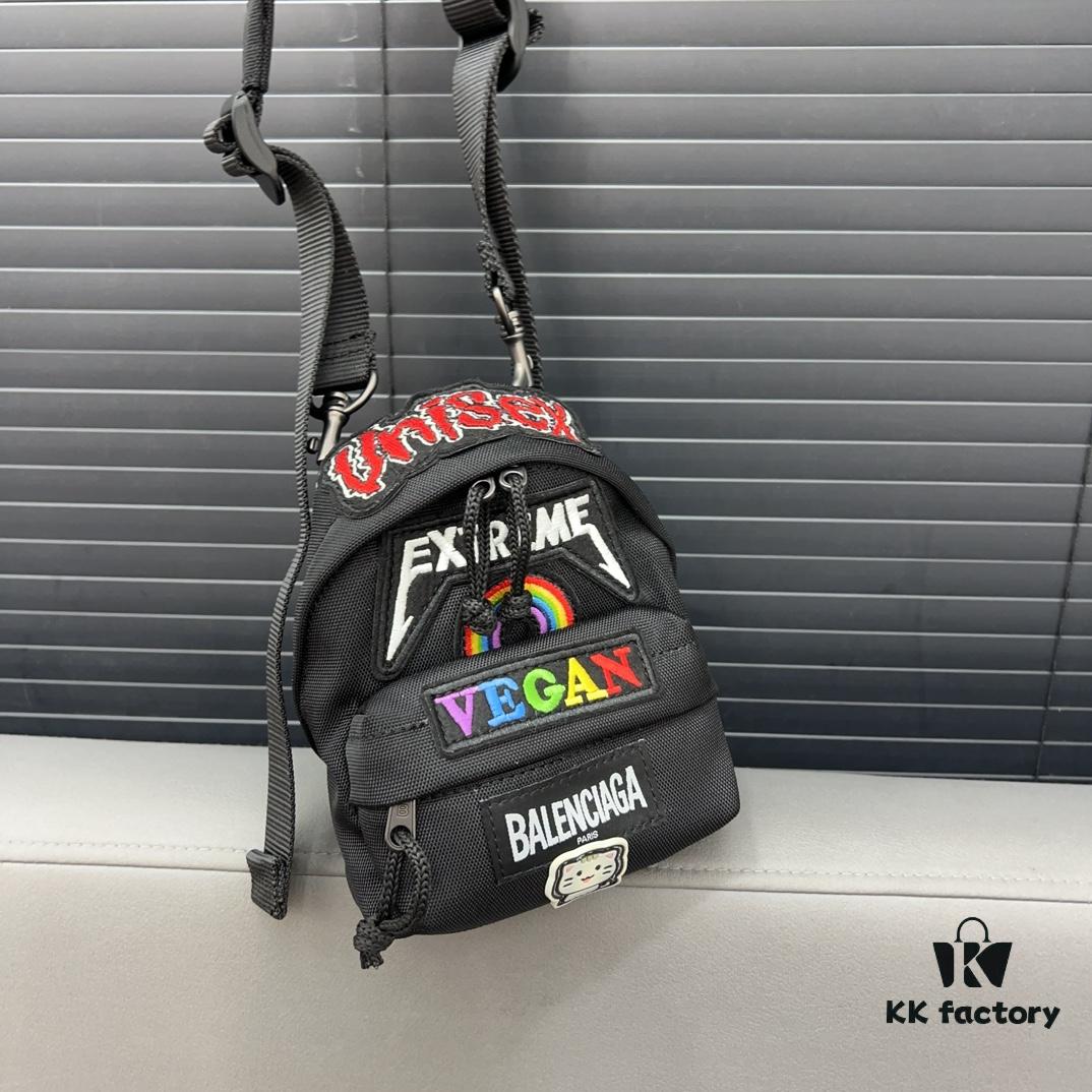 692fab6599f2d84055c86468 Balecntaga Balenciaga Oversized Series Embroidered Zipper Closure Nylon Pouch Mini Backpack Unisex Shoulder Crossbody Bag Classic Recreated Design with Precision Inlay Craftsmanship