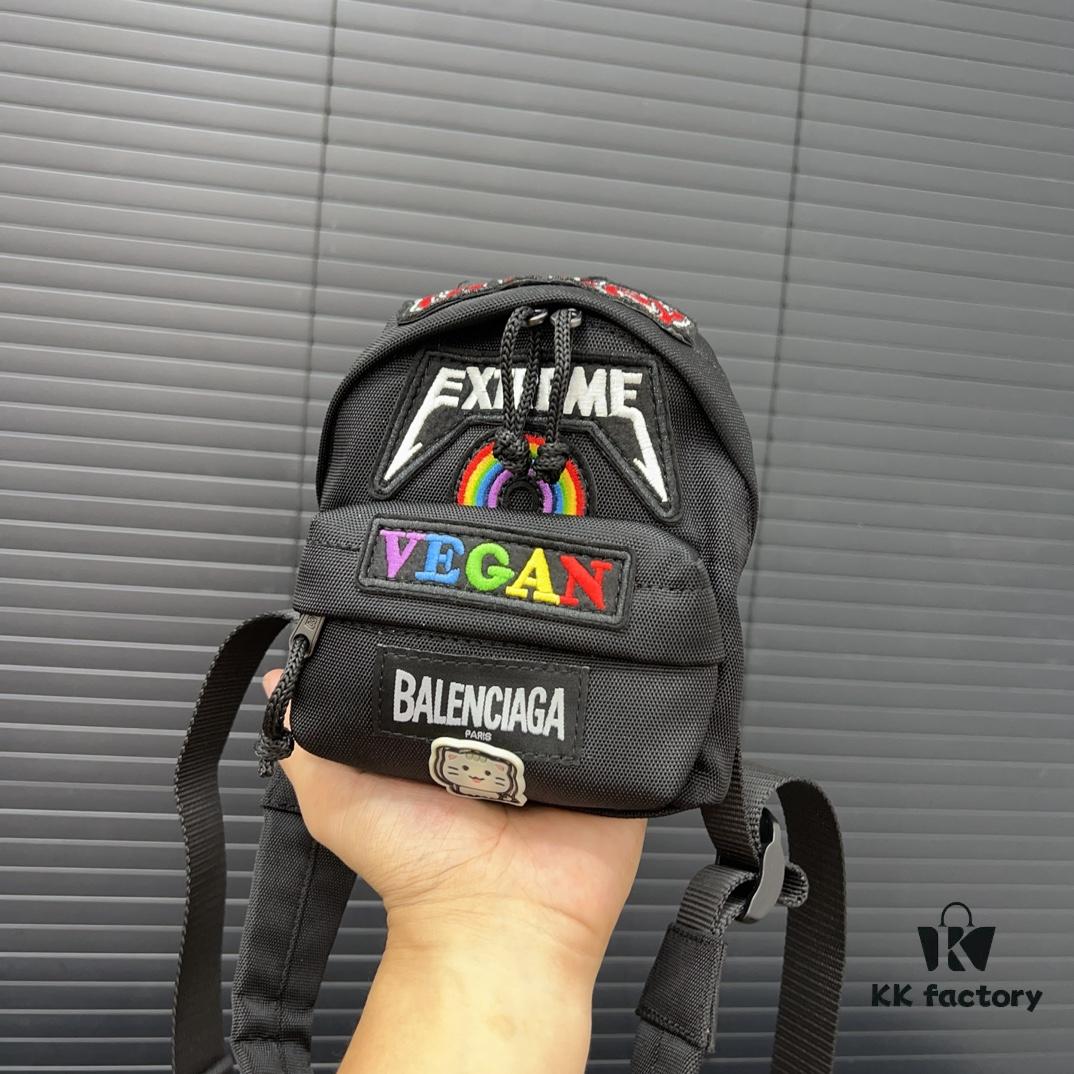 692fab6699f2d84055c8646a Balecntaga Balenciaga Oversized Series Embroidered Zipper Closure Nylon Pouch Mini Backpack Unisex Shoulder Crossbody Bag Classic Recreated Design with Precision Inlay Craftsmanship