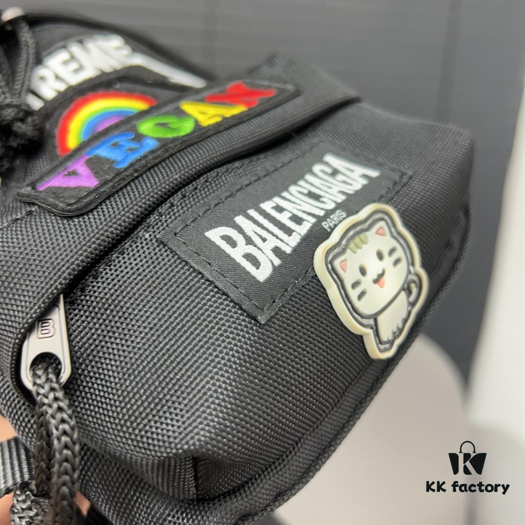 692fab6699f2d84055c8646b Balecntaga Balenciaga Oversized Series Embroidered Zipper Closure Nylon Pouch Mini Backpack Unisex Shoulder Crossbody Bag Classic Recreated Design with Precision Inlay Craftsmanship