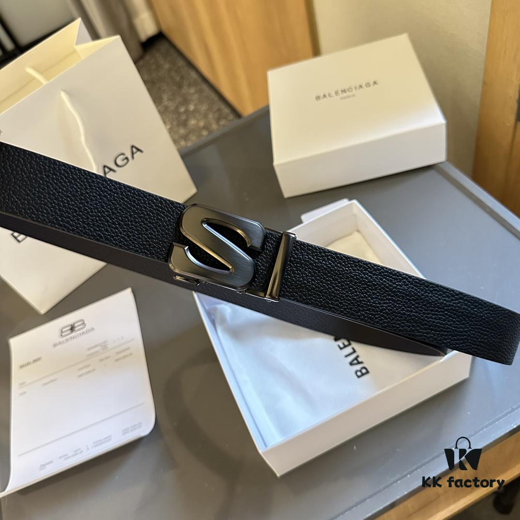 692fabae99f2d84055c864e4 Authentic Luxury Gift Box 🎁➕ Handle Bag 🏷 Balenciaga Top Grain Leather Belt for Men and Women, High-End Version, L-Brand Cowhide Leather Belt