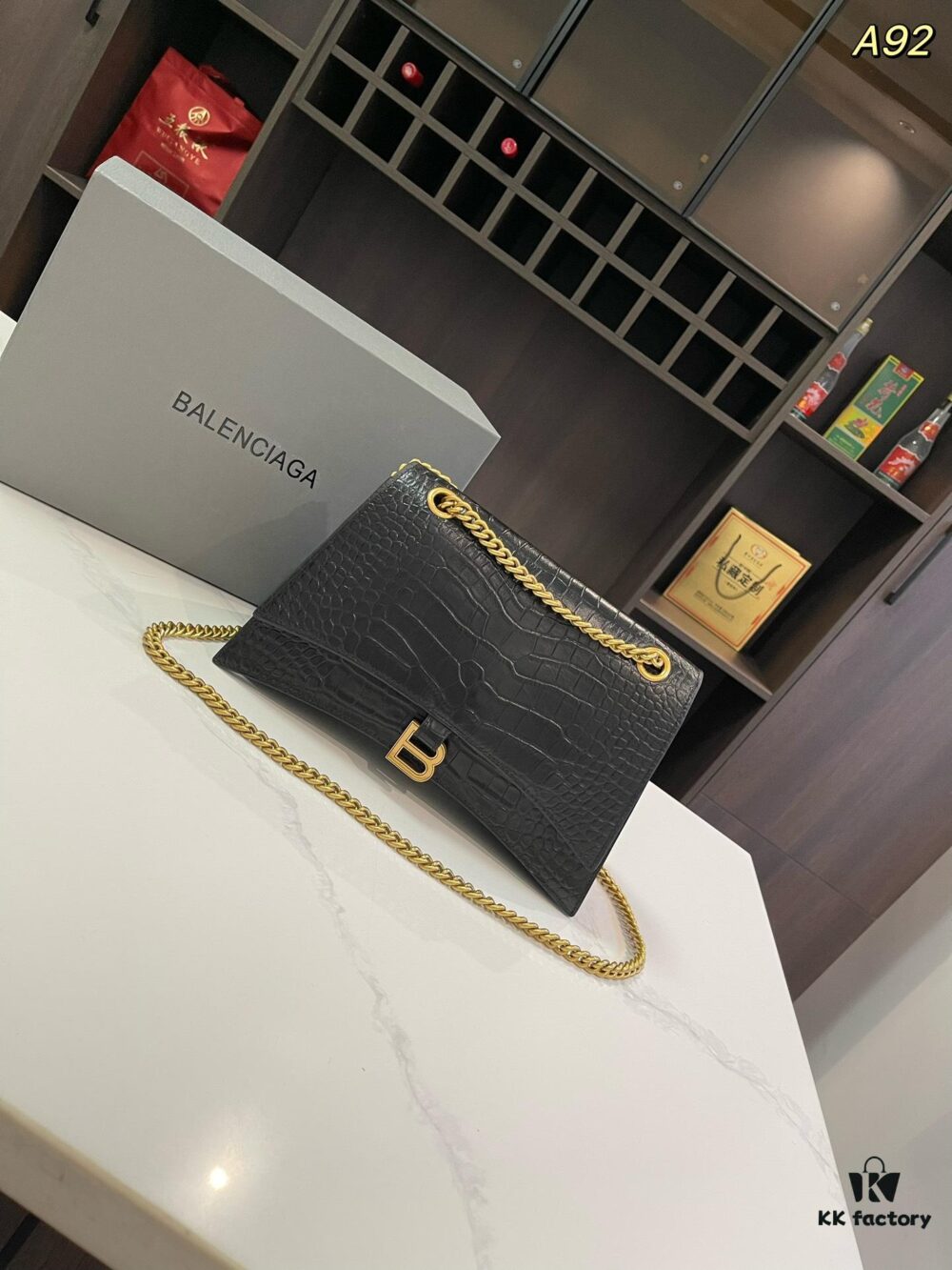 692fabe999f2d84055c8652e Genuine Leather Foldable Gift Box 🎁 Balenciaga Downtown Style New Hourglass Crocodile Pattern