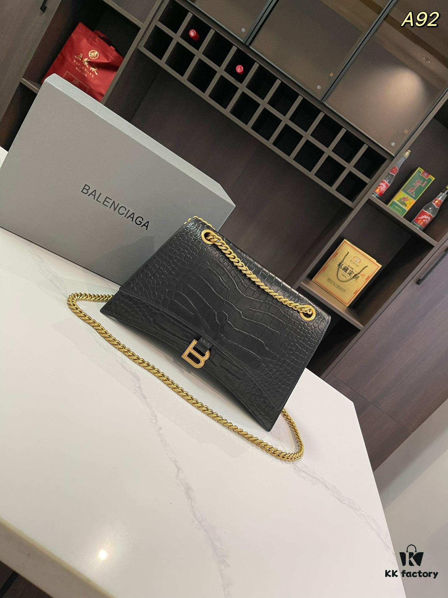 692fabe999f2d84055c8652e Genuine Leather Foldable Gift Box 🎁 Balenciaga Downtown Style New Hourglass Crocodile Pattern