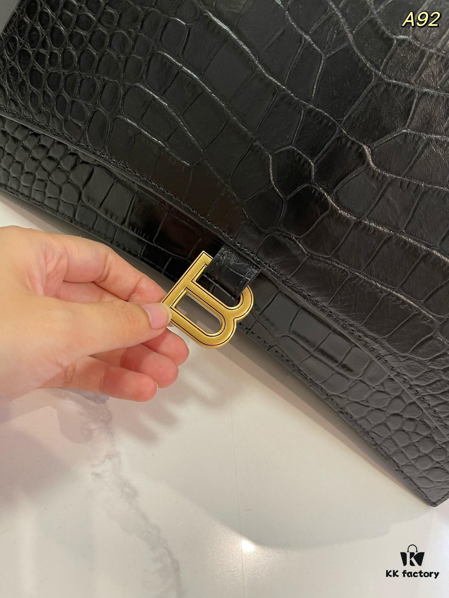 692fabf099f2d84055c86537 Genuine Leather Foldable Gift Box 🎁 Balenciaga Downtown Style New Hourglass Crocodile Pattern