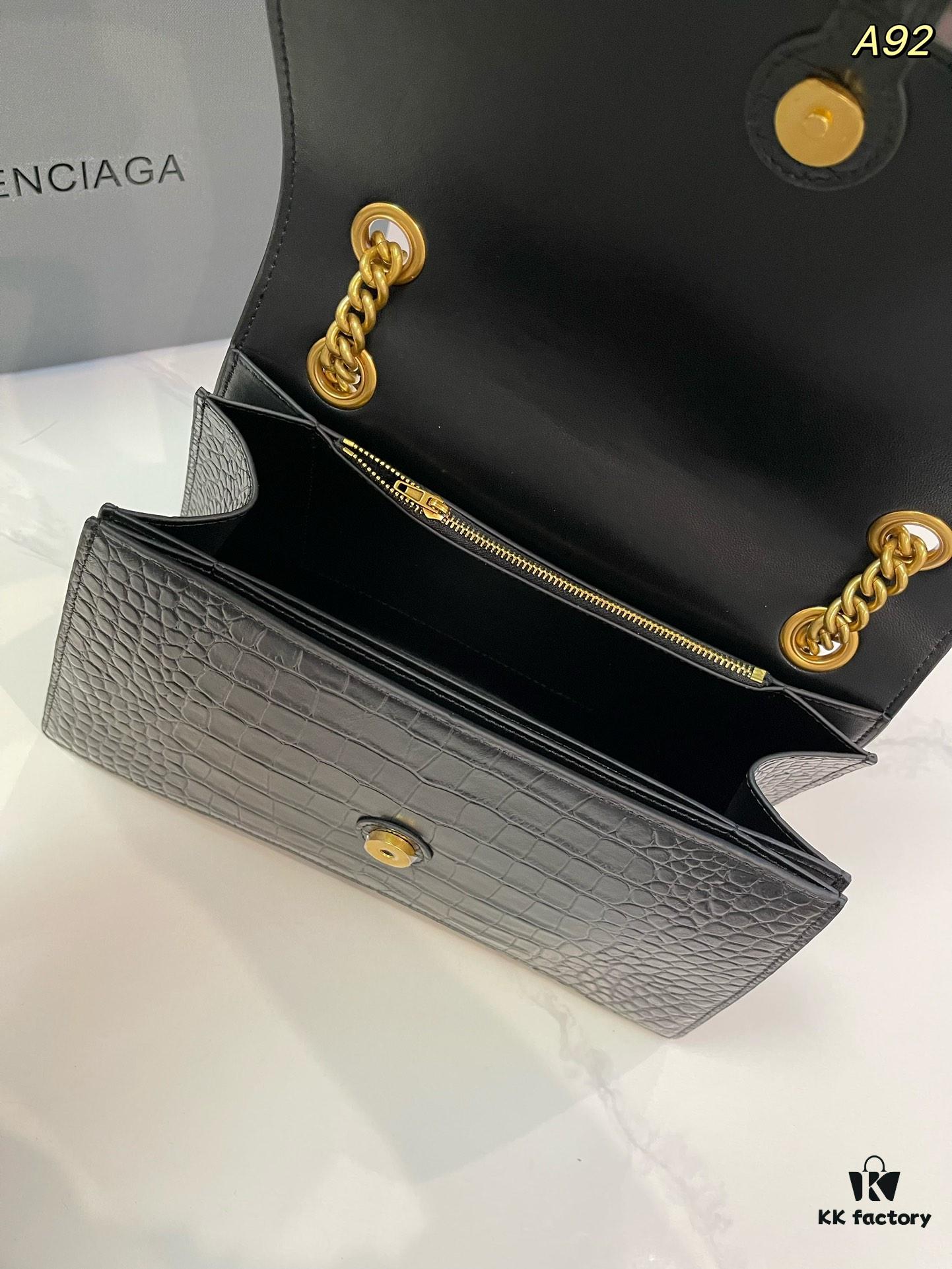 692fabf299f2d84055c86539 Genuine Leather Foldable Gift Box 🎁 Balenciaga Downtown Style New Hourglass Crocodile Pattern