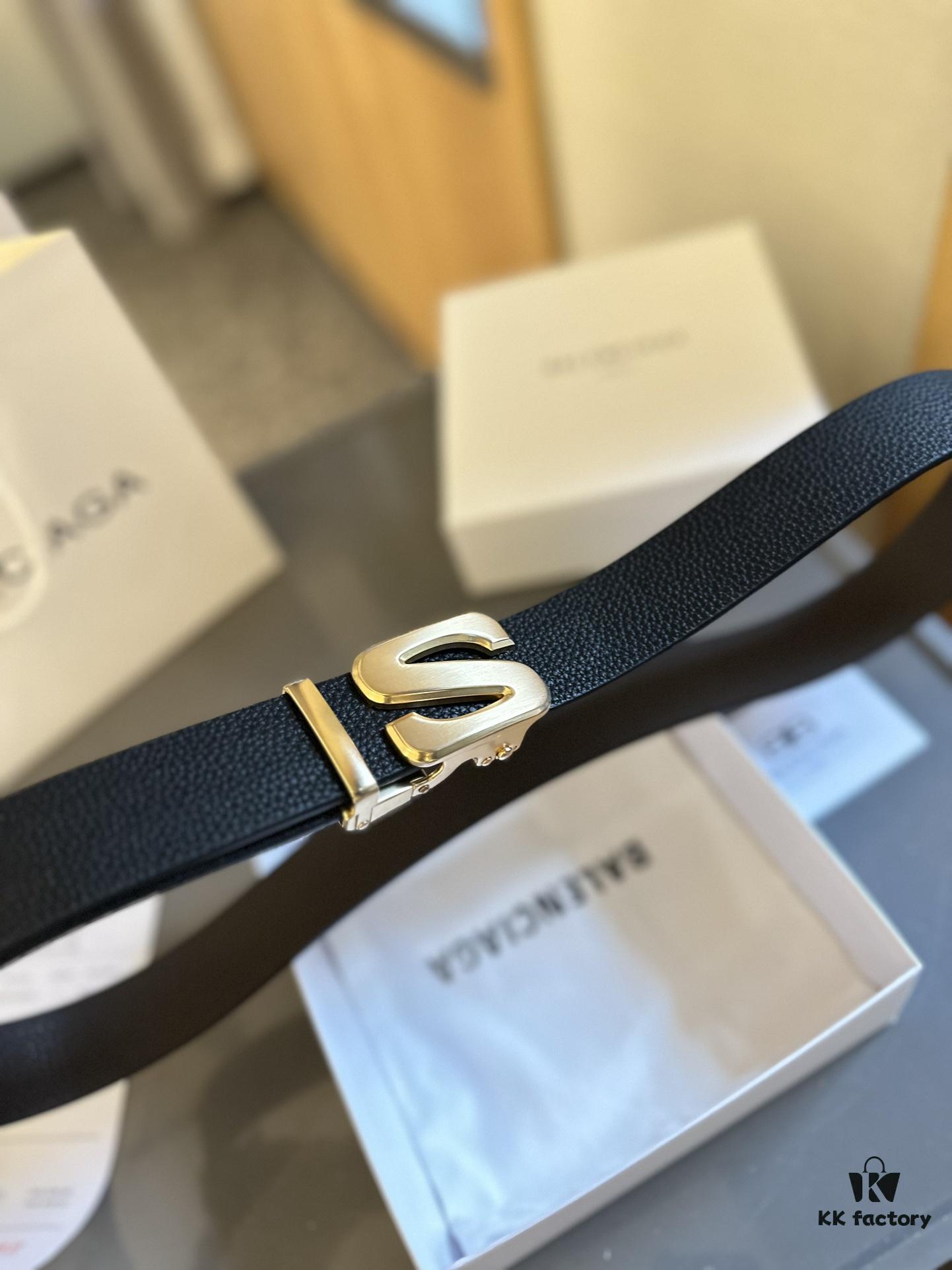 692fabfc99f2d84055c86546 Authentic Luxury Gift Box 🎁➕ Shopping Bag 🏷, Balenciaga Full-Grain Leather Belt for Men and Women, High-End Version, L Brand Cowhide Belt, Complete Packaging with Original Hardware Buckle, Matching Retail Box, Shopping Bag and Invoice