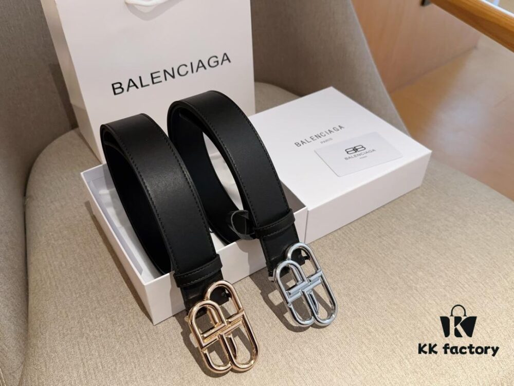 Balenciaga Men's Leather Belt with Full Packaging and Tote Bag