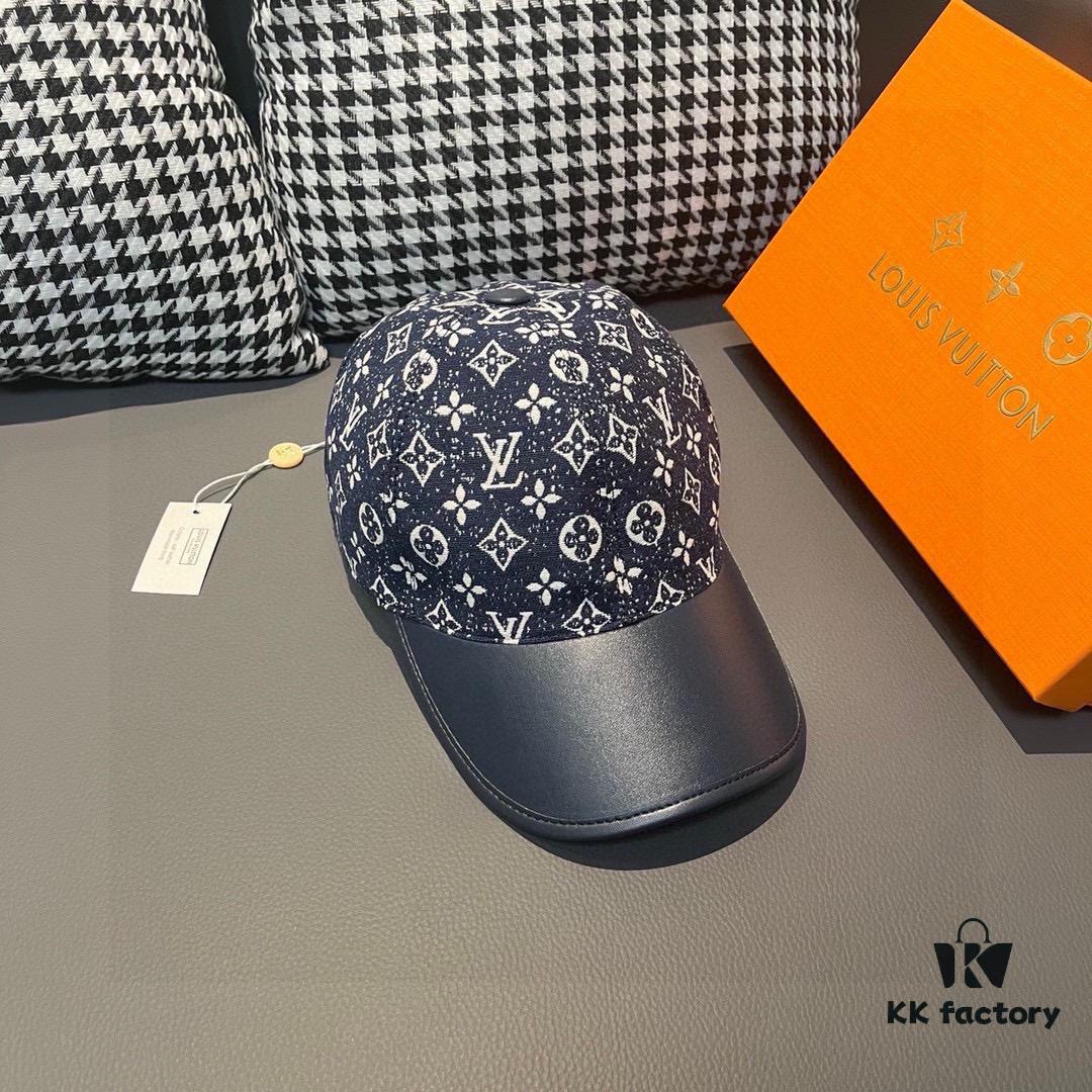 692fac8d99f2d84055c86619 Box and Cloth Bag Included, LV (Louis Vuitton) New Original Order Baseball Cap, Cowhide Leather Patchwork, 1:1 Mold Custom Made, Authentic Denim Fabric, Exquisite Craftsmanship, Premium Quality, Standard Head Circumference 56cm, Adjustable Strap