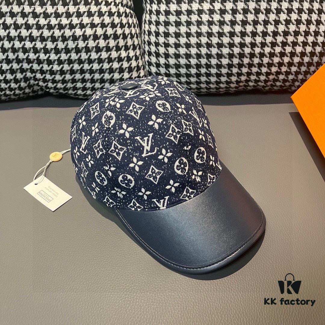 692fac8f99f2d84055c8661d Box and Cloth Bag Included, LV (Louis Vuitton) New Original Order Baseball Cap, Cowhide Leather Patchwork, 1:1 Mold Custom Made, Authentic Denim Fabric, Exquisite Craftsmanship, Premium Quality, Standard Head Circumference 56cm, Adjustable Strap