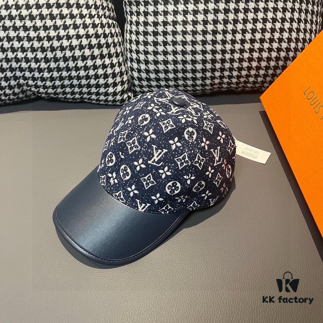 692fac9099f2d84055c8661f Box and Cloth Bag Included, LV (Louis Vuitton) New Original Order Baseball Cap, Cowhide Leather Patchwork, 1:1 Mold Custom Made, Authentic Denim Fabric, Exquisite Craftsmanship, Premium Quality, Standard Head Circumference 56cm, Adjustable Strap
