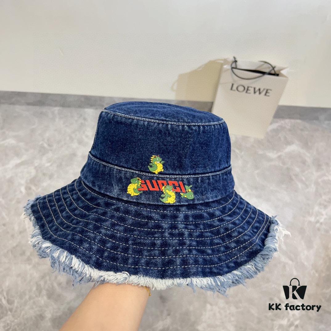 692faeb999f2d84055c86a29 Gucci 2024 Spring New Arrival Denim Fisherman Hat, Unisex Fashion Style with Chinese Dragon Year Design Element
