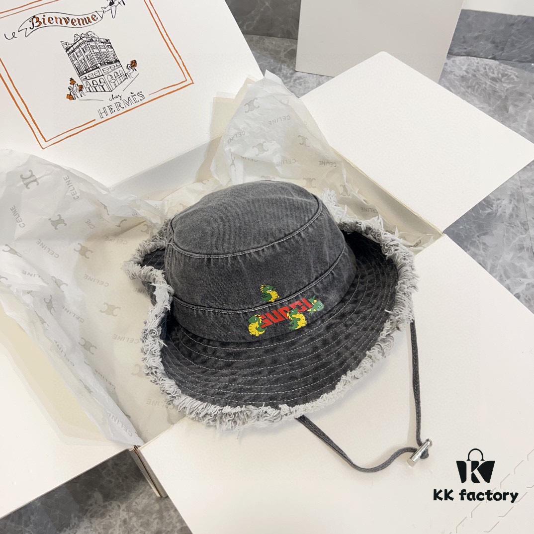 Gucci 2024 Spring New Arrival Denim Fisherman Hat, Unisex Fashion Style with Dragon Year Element