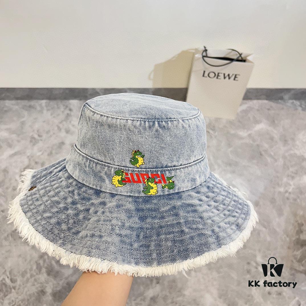 692faf2999f2d84055c86ad1 Gucci 2024 Spring/Summer New Denim Fisherman Hat, Unisex Fashion Style with Dragon Year Element